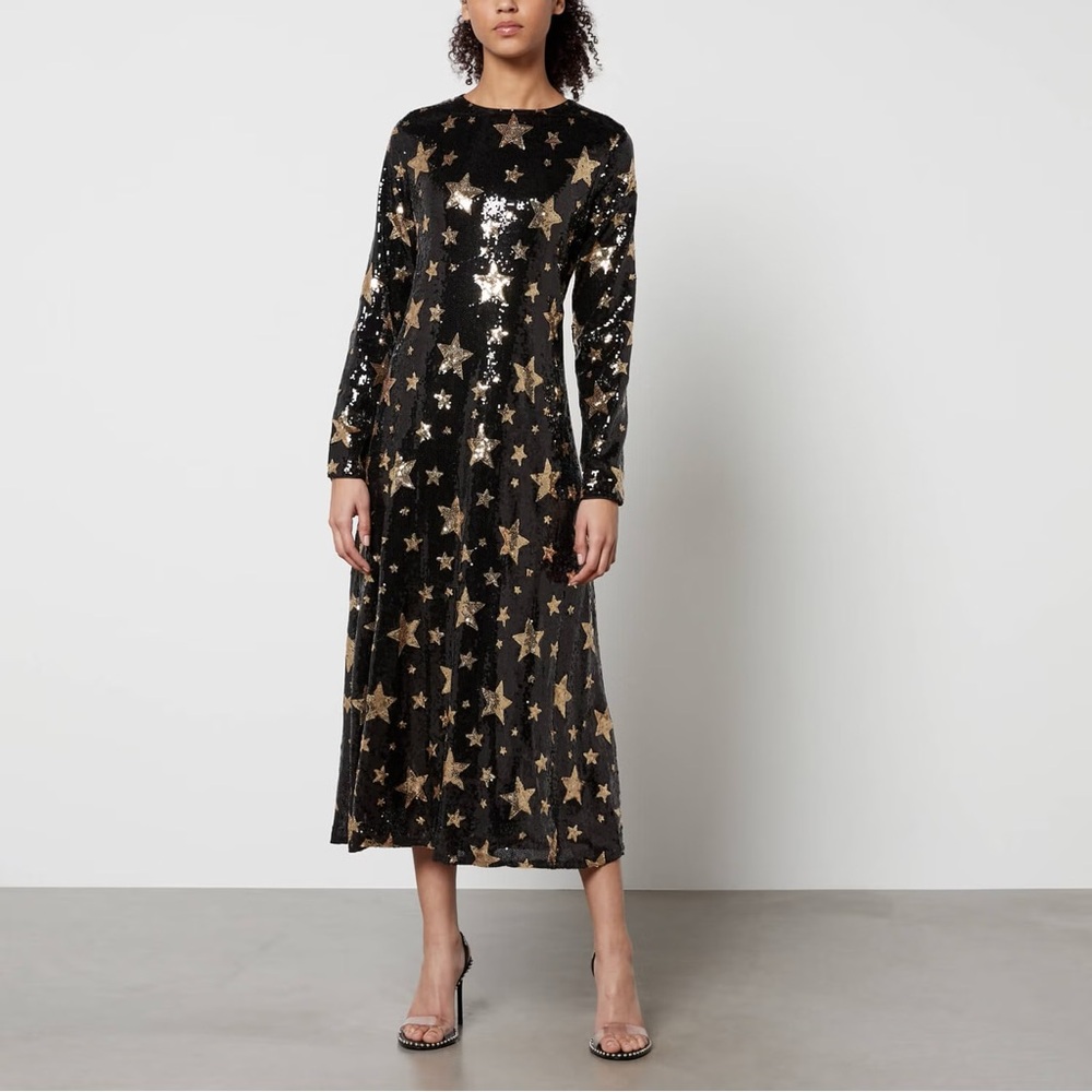Sister Jane Black and Gold Starry Sequin Dress